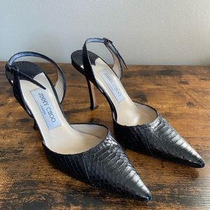 Jimmy Choo Black Snakeskin Slingback Pumps (EU 36 / US 6)